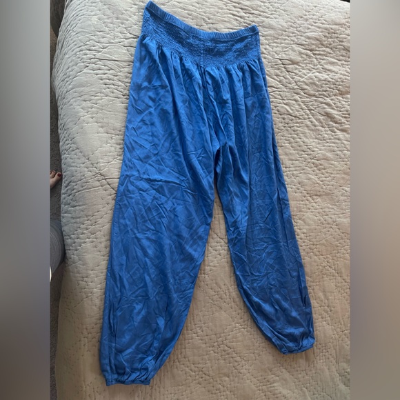 Lotus & Luna Royal Blue Harem Pants Medium Thailand Yoga Meditation 100% Rayon - Picture 5 of 5